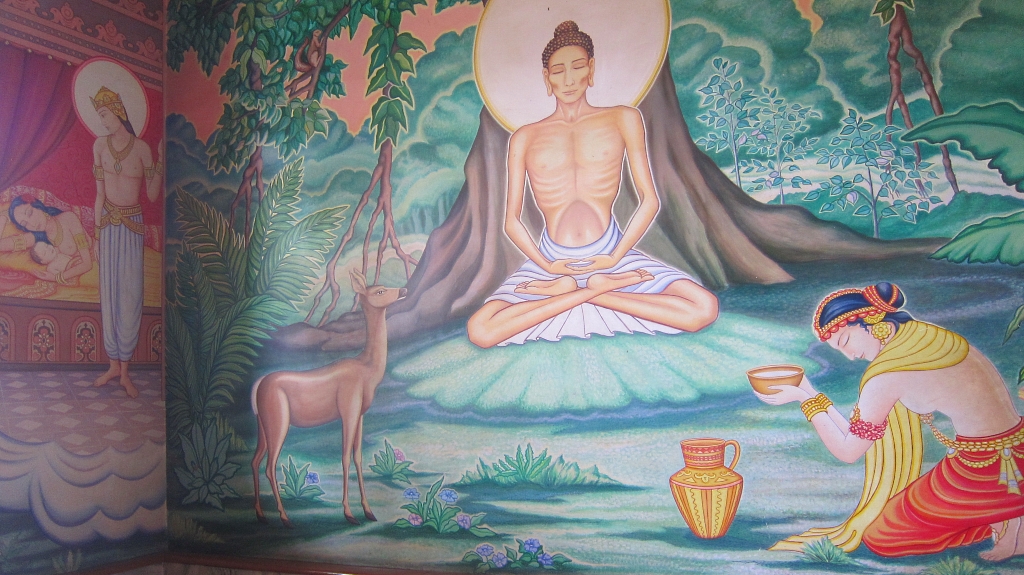 Avant son éveillement, Bouddha a accepté du riz avec du lait chaud pendant sa méditation.