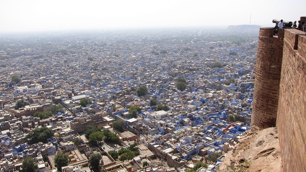 Petite vue sur la ville bleue de Jodhpur depuis le fort de Meherangarh.